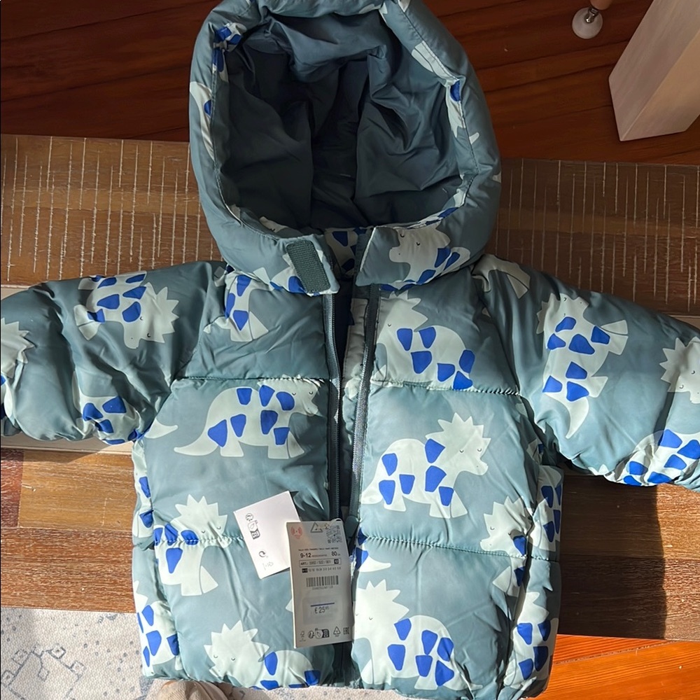 ZARA baby Dinosaur Print Puffer Jacket